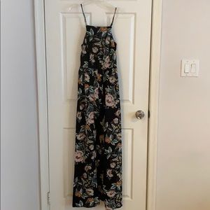 Floral romper with maxi train